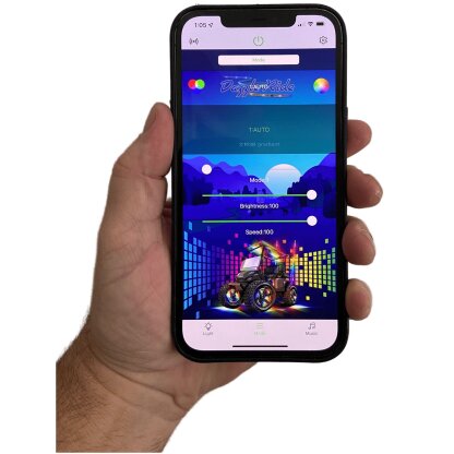 Photo of phone with Dazzle Ride app
