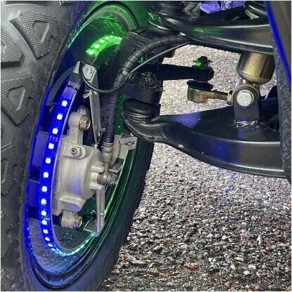 11" LED wheel light kit installed with Dazzle Ride installation bracket kit