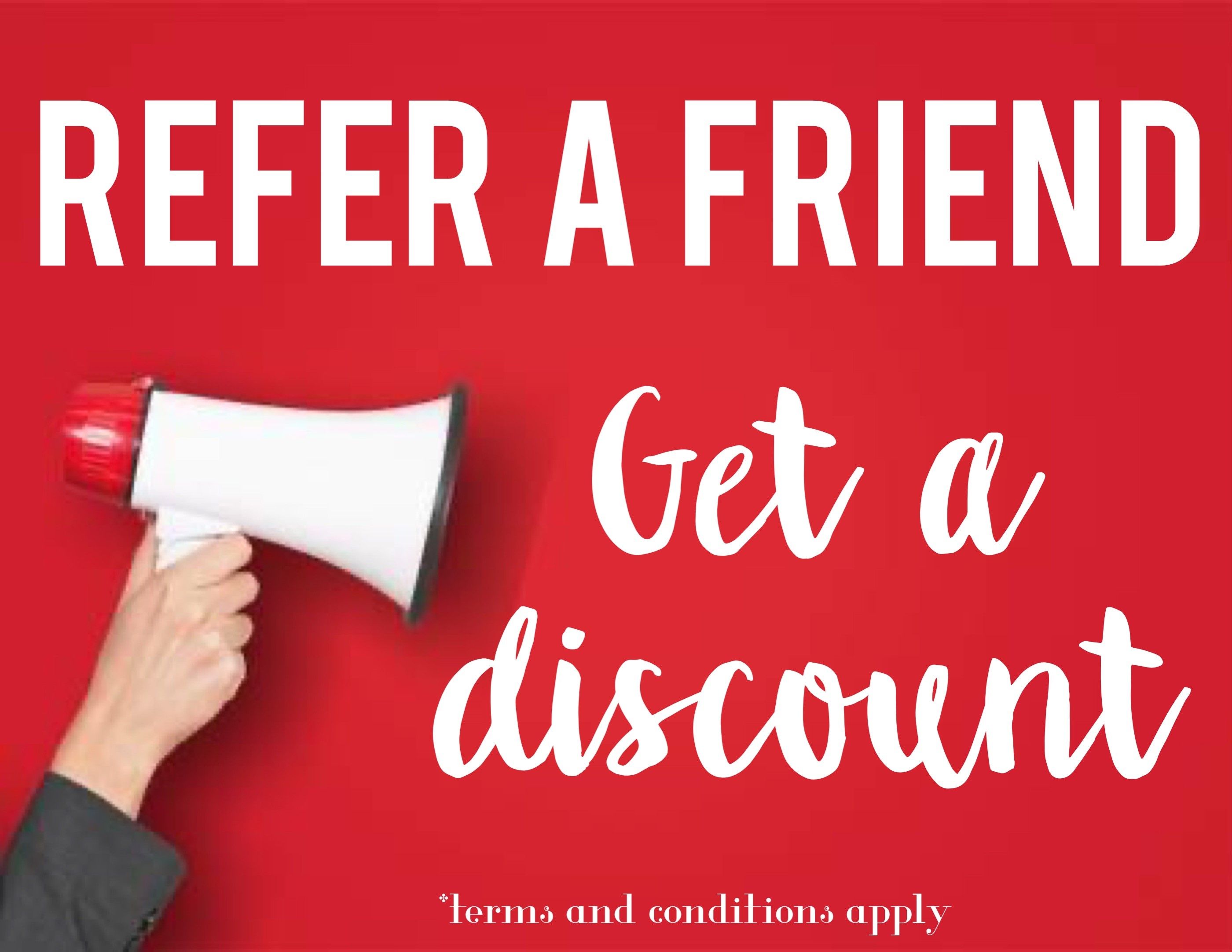 Refer a friend to get a discount announcement