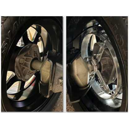 Wheel before and after installation of 8" LED wheel light kit