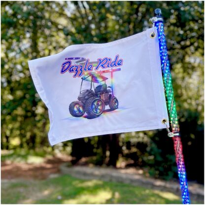 Dazzle Ride whip flag blowing in breeze photo