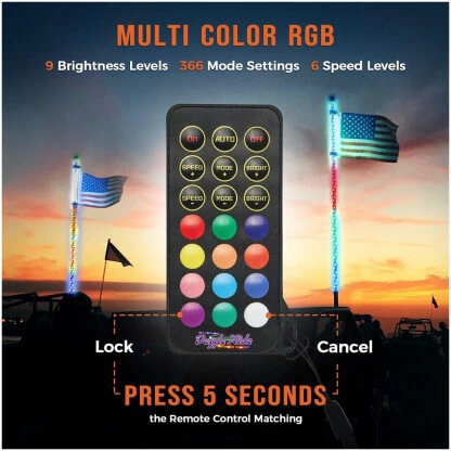 LED whip light remote function picture