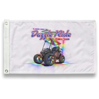 White 13" X 18" Dazzle Ride logo flag for LED whips