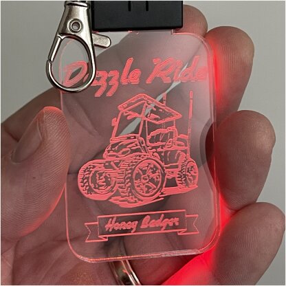 Personalized LED key chain set to red color