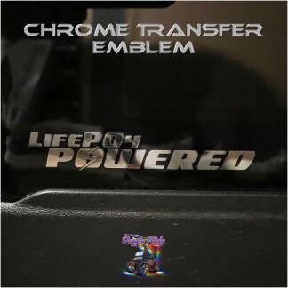 Lithium Phosphate Powered logo on a transfer decal in chrome product image