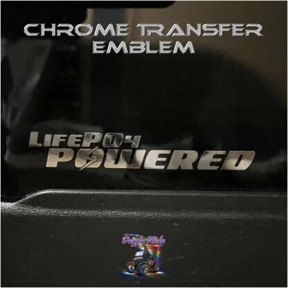 Lithium Phosphate Powered logo on a transfer decal in chrome product image