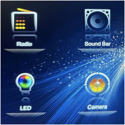 Product image of head unit Applications page and sample background