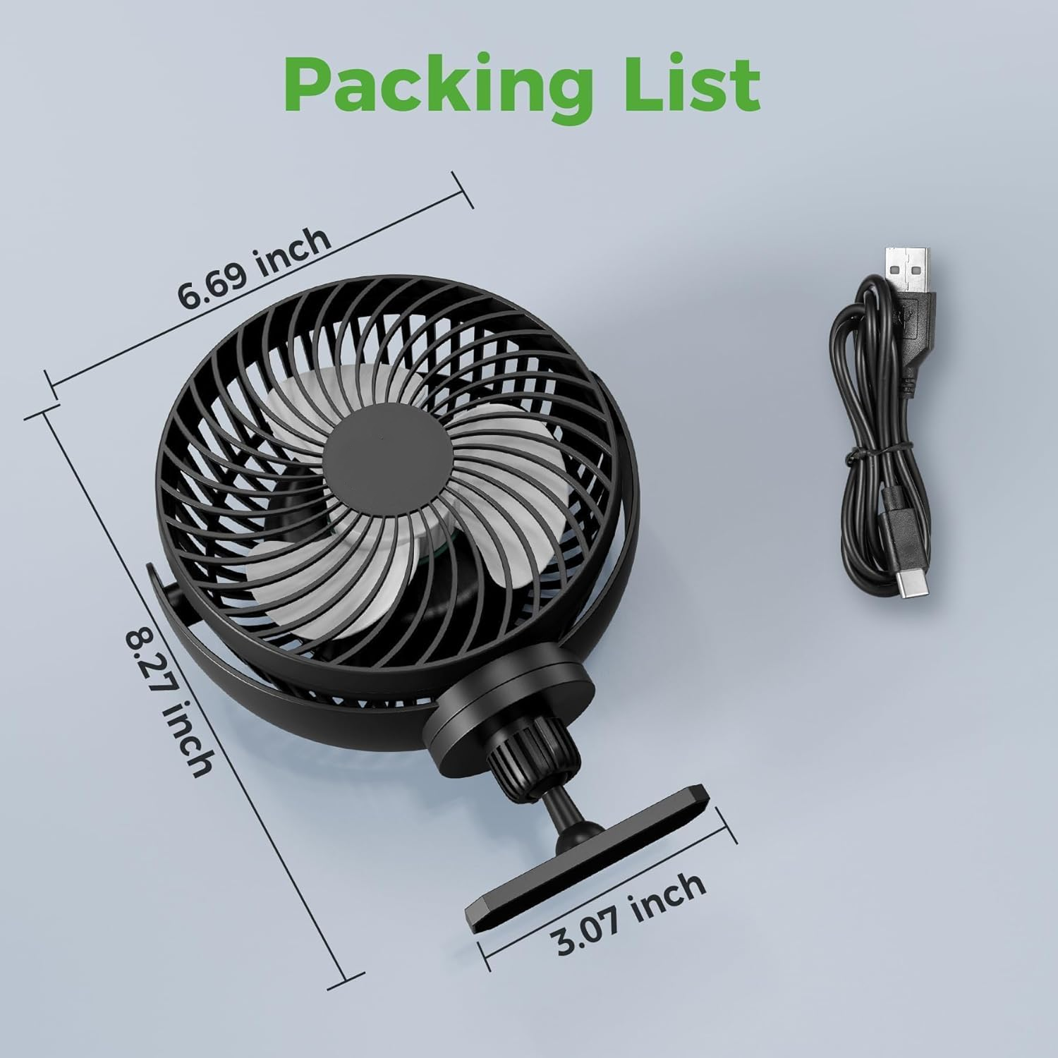 Rechargeable Golf Cart Fan with LED - Image 2