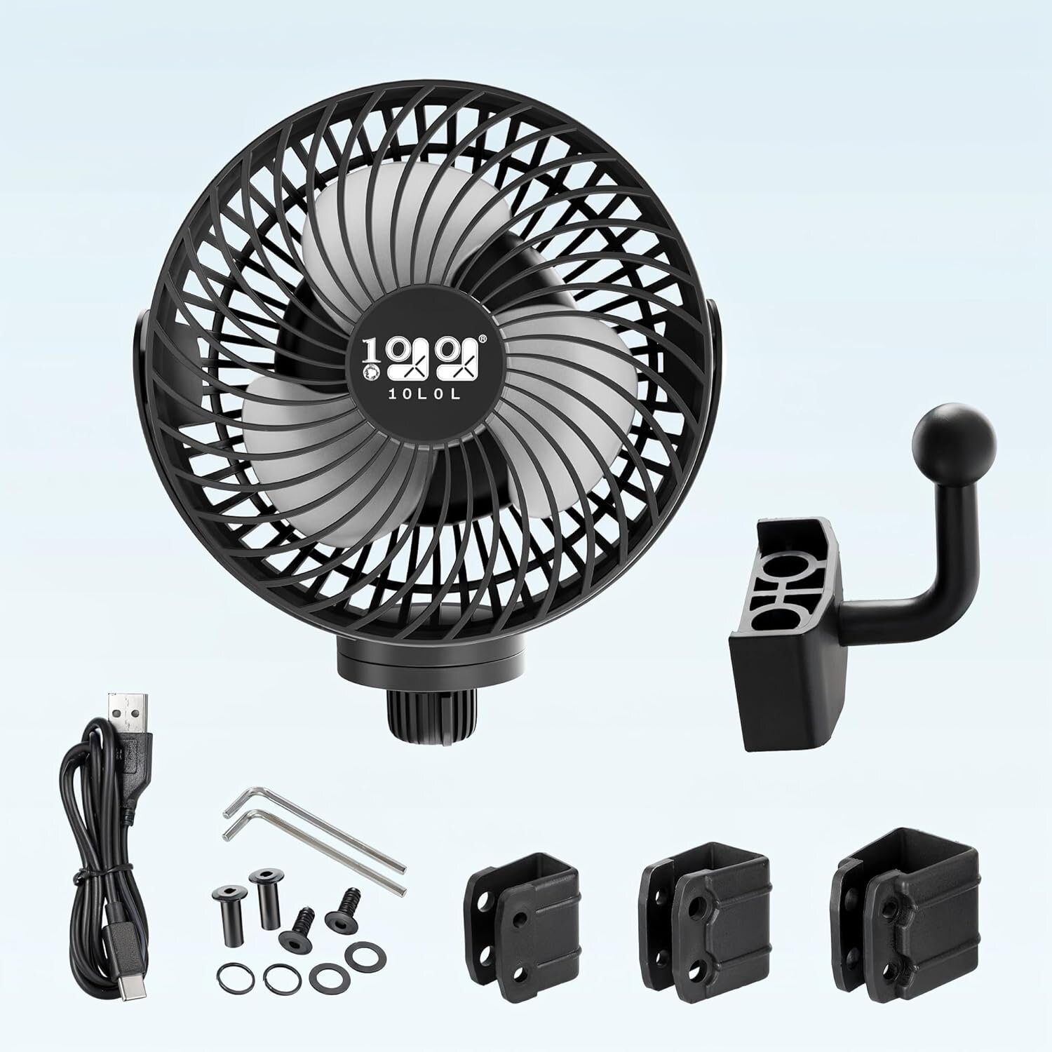 Rechargeable golf cart fan fixed mount parts image