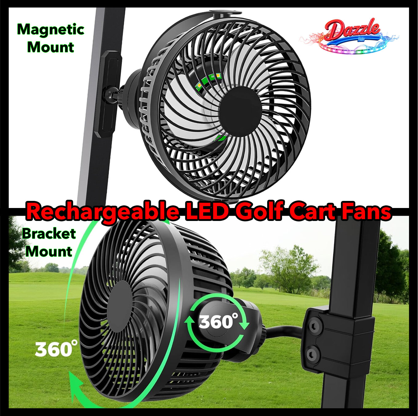 Rechargeable golf cart fans main product image