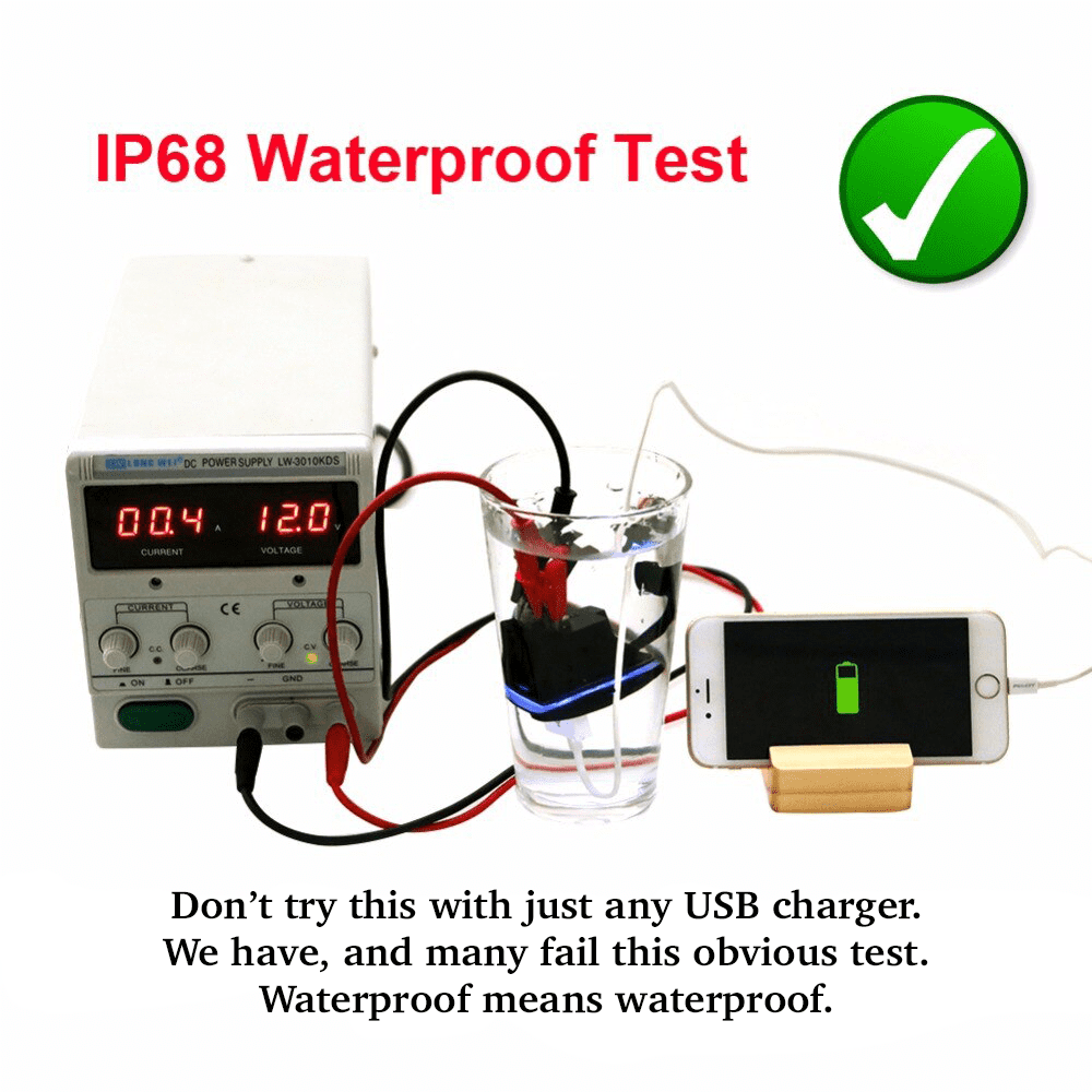 USB Charger Socket Waterproof Dual Ports DC 12V 24V 3.1A Rocker Switch Profile - Image 3