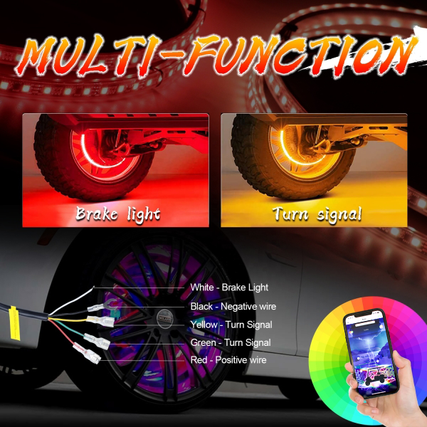 Brake and turn signal functions are included with our LED Wheel Lights